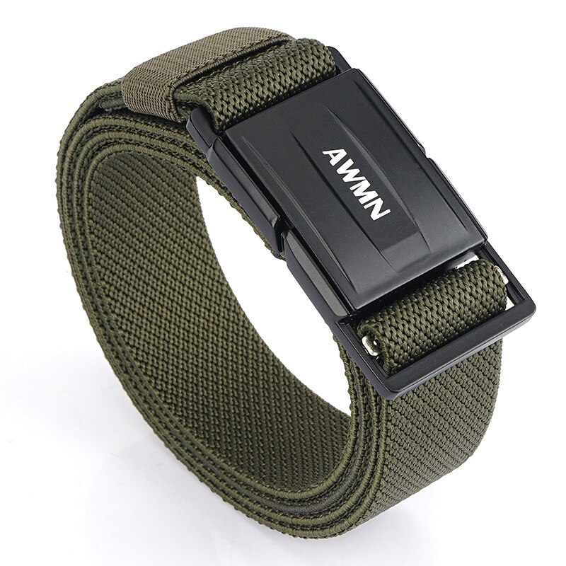 Cinturón de punto de Poliéster elástico para hombre, pretina de , cierre rápido magnético, cm x 125cm, 3,4: Army Green