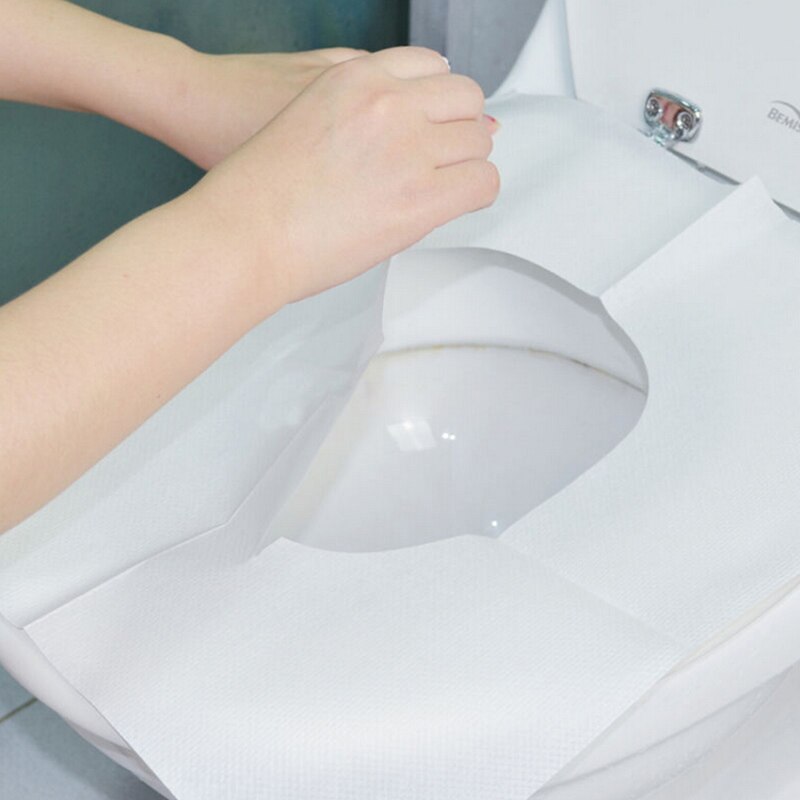 10 unids/set viajes funda desechable para asiento de inodoro wc mat 100% cubierta de papel para inodoro impermeable accesorios de baño