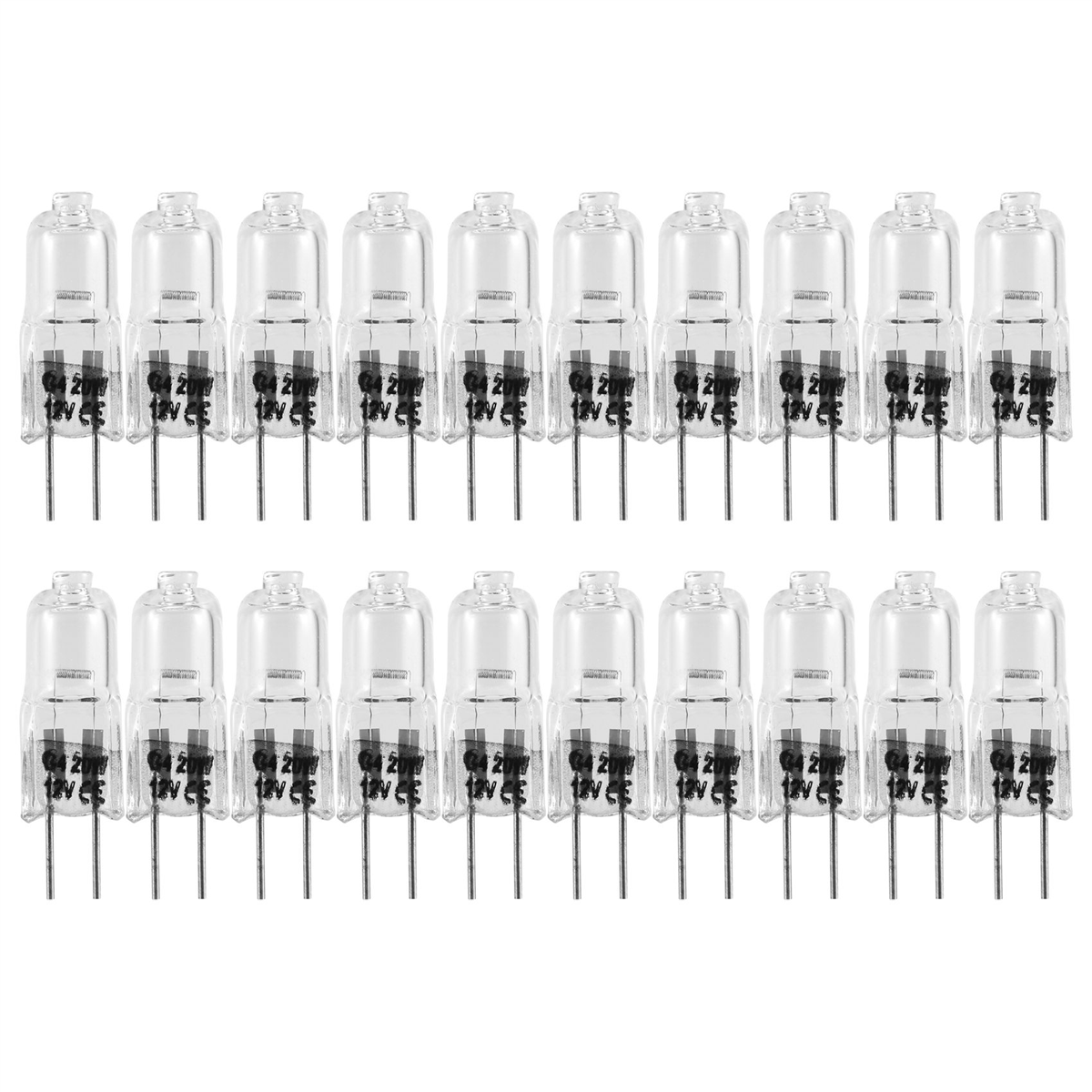 20 Stück G4-Halogenlampen, 20 W, 12 V, Halogenlampen, 2-polig, klare Lampe, für Herdbeleuchtung, Signalleuchten, Schiene