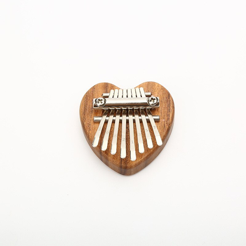 8 Toetsen Mini Kalimba Duim Piano Hout Vinger Toetsenbord Hanger Vinger Duim Piano Marimba Muziekinstrument Jaar Cadeau: Acacia heart shaped