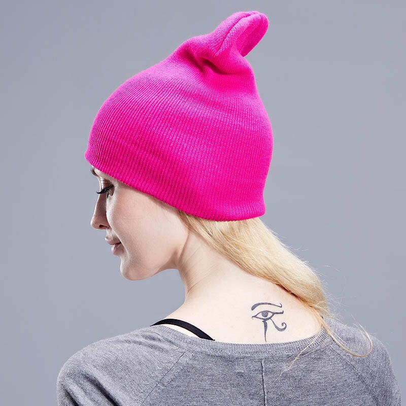 Talvihattu miehille naisten skullies pipot lämmin lippalakki unisex elastisuus neuloa pipo hatut yksivärinen neule tyttö ruusunvihreät hatut