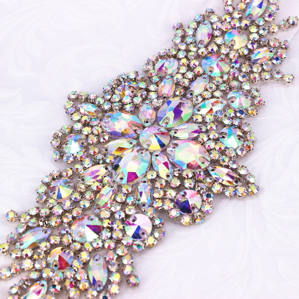 Ceinture de mariée en cristal de diamant argenté AB, pour robes de demoiselles d&#39;honneur, ceinture de mariage avec strass