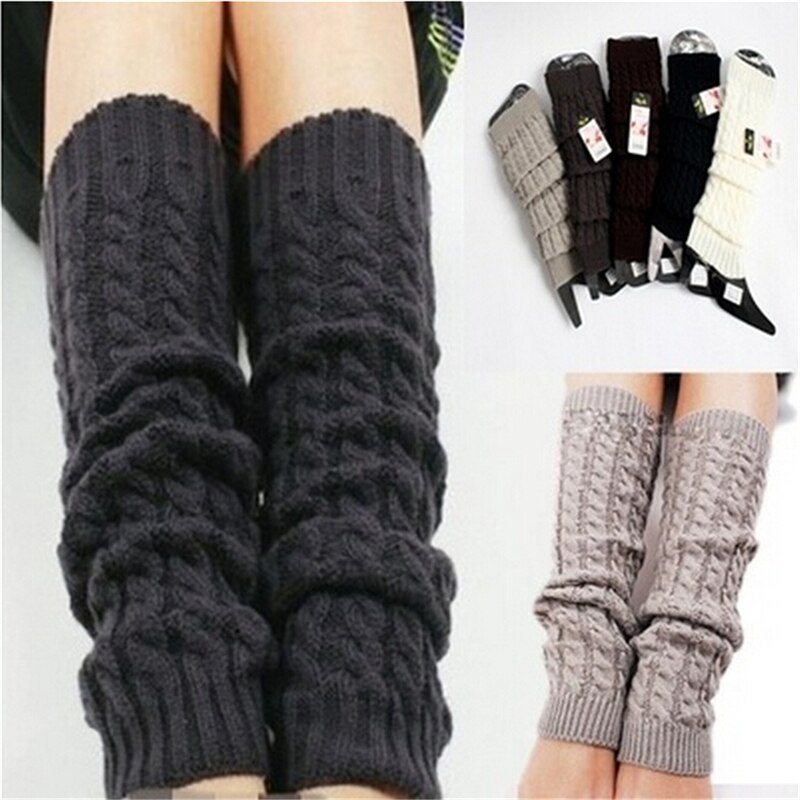 Leg Warmers Gaiters Boot Cuffs Thigh High Warm Knit Knitted Knee Socks Black Christmas For Women Girls