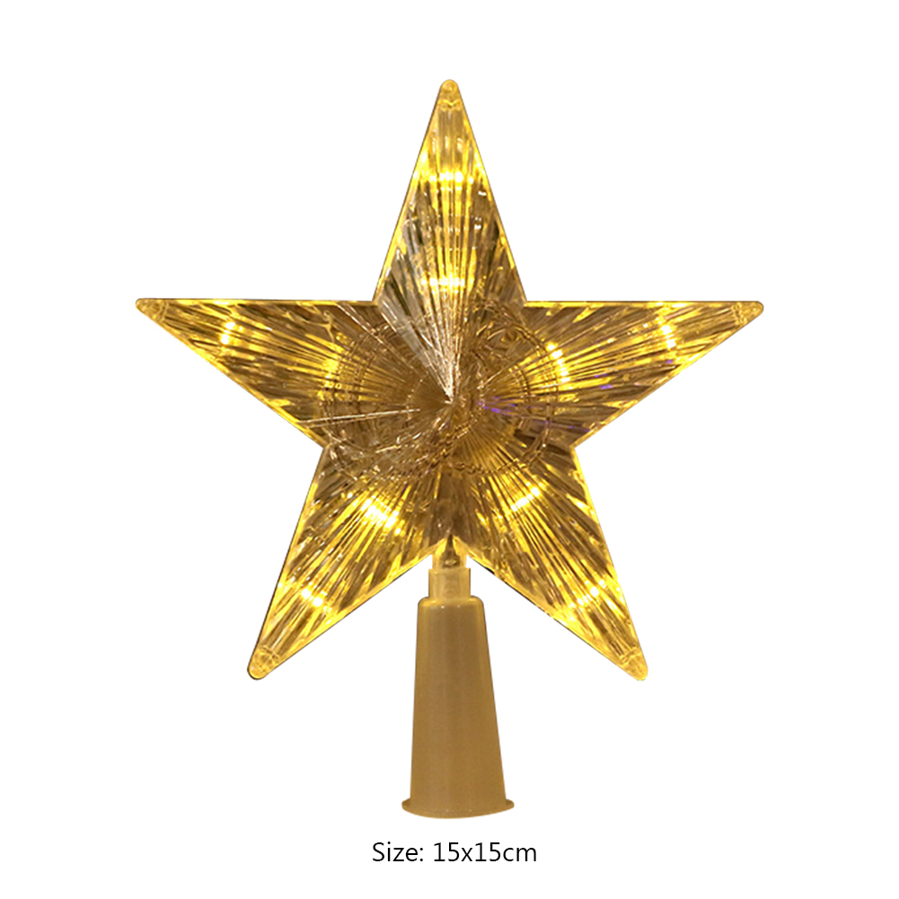 Plastic LED Glowing Star Night Light Five-pointed Lamp Christmas Tree Top for Xmas Tree Party Wedding Outdoor Garland Decoration