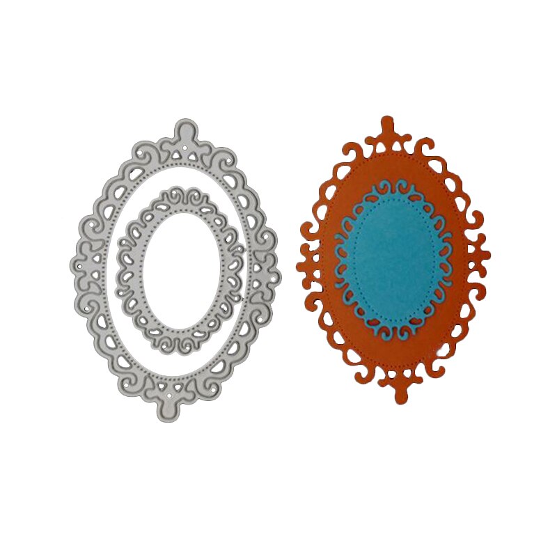 2pcs/Set Oval Frame Metal Cutting Dies Stencils for DIY Scrapbooking Wedding Photo Album Cards Decorative Embossing Craft Dies