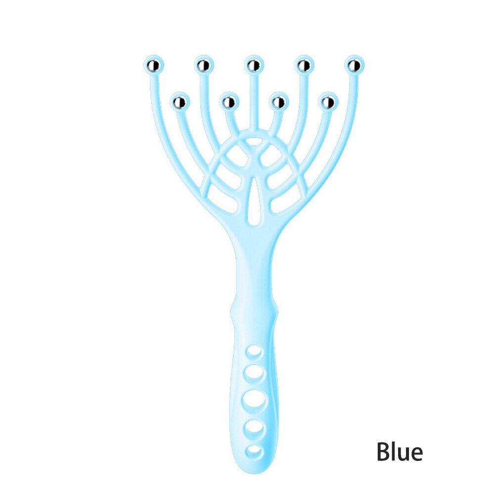 1pc Nine Claw Steel Ball Head Massage Instrument Head Relax Massager Stimulate Blood Circulate Scalp Relax Spa Pain Relief: 02-Blue