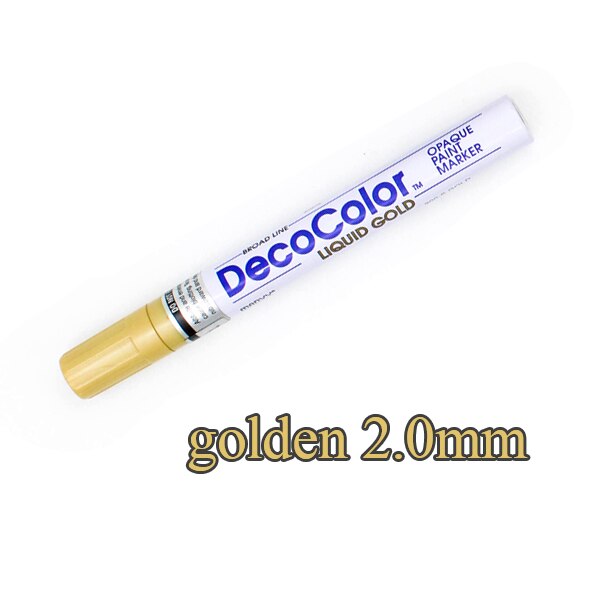 Marvy-Marcador de pintura opaco 120S & 300S, pluma metálica, papelería, color dorado/plateado/blanco, 0,7/1,0/2,0mm: 1pcs-Golden-2.0mm