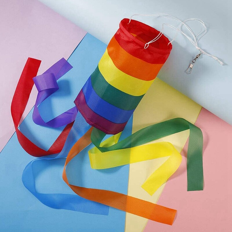 3 PCS Regenbogen Windsack Bunte Windsack Im Freien Hängende Dekoration UV Beständig und Wetterfeste Garten Windsack