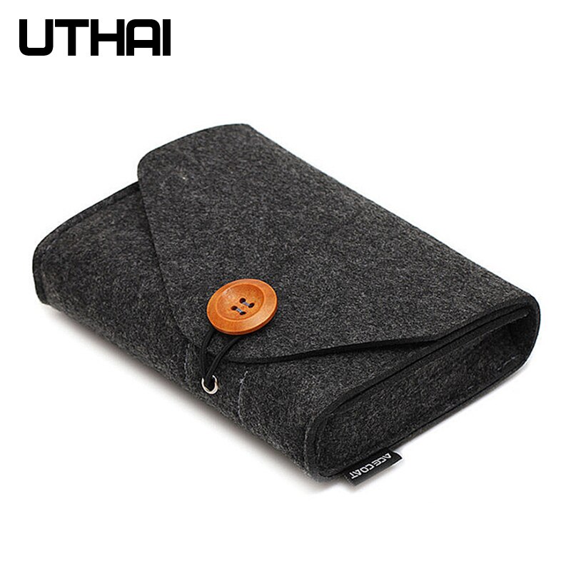 UTHAI T29 Portable 2.5&#39;HDD Case Storage Bag For Macbook Charger Mouse Mobile Power Bank Earphone Digital Accessories Protect Bag: T29-Black