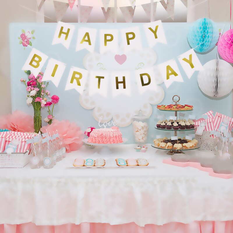 Novo feliz aniversário banner bunting bandeira decoração de festa crianças decoração ornamento do bebê colorido menina menino partis suprimentos