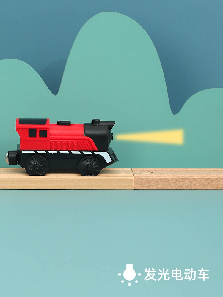 Railway Locomotive Magnetically Connected Electric Small Train Magnetic Rail Toy Compatible With Wooden Track For Kids