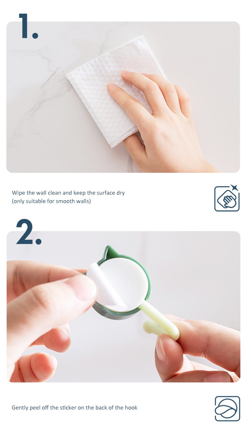 10 packs free punch small hooks strong key wall sticky hooks cute cartoon hooks