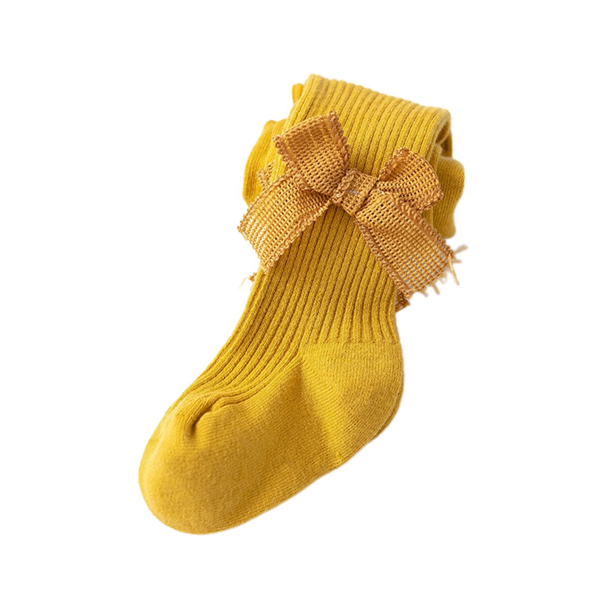 0-4 ans enfants printemps automne hiver collants nœud coton bébé filles collants enfants infantile tricoté Collant: YELLOW / 2 to 4 Yrs