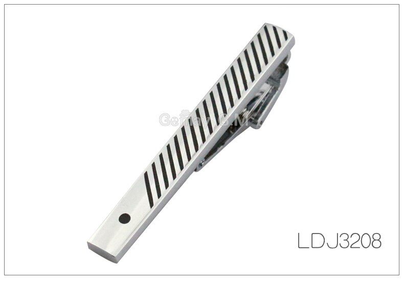 Silvery Tie Clip For Men Classic Meter Tie Clips Alloy Tie Bar Enamel Tie Collar Pin Crystal Business Corbata: LDJ3208