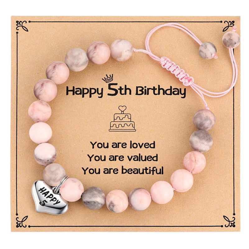 Alles Gute zum Geburtstag für 5-25 Jahre alte Mädchen, Geburtstag geflochtene Perlen Armbinde für ändern 5 bis 25 Tochter Enkelin Nichte