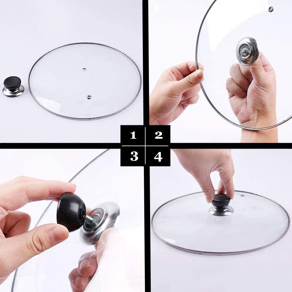 2pcs Lid Knob Handle Universal Replacement Glass Lid Cover Knob Cap Pan Pot Grip Stainless Steel Base Kitchen Cookware Handgrip