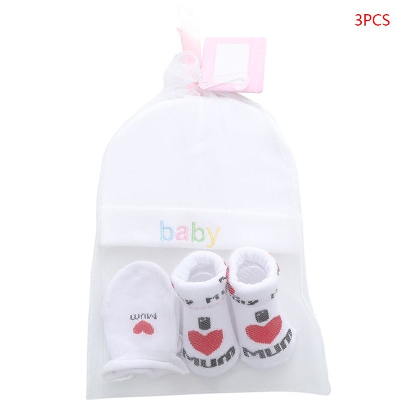 3 Stks/set Leuke Baby Jongens Meisjes Sokken Cap Set Cartoon Katoenen Muts En Handschoenen: 3