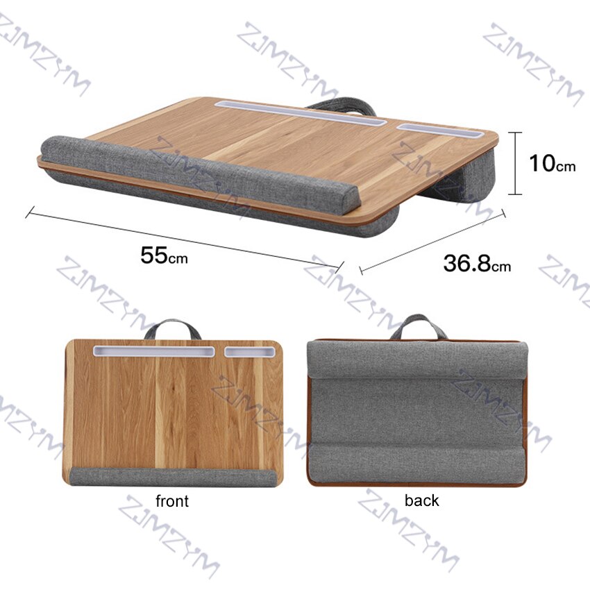 Laptop Schreibtisch Stehen Notizbuch Tablette Knie Runde Schreibtisch Mit Karte Slot Tragbare Knie Tisch Halfter draussen Kopfstütze Büro Nickerchen Kissen: holzfarbe