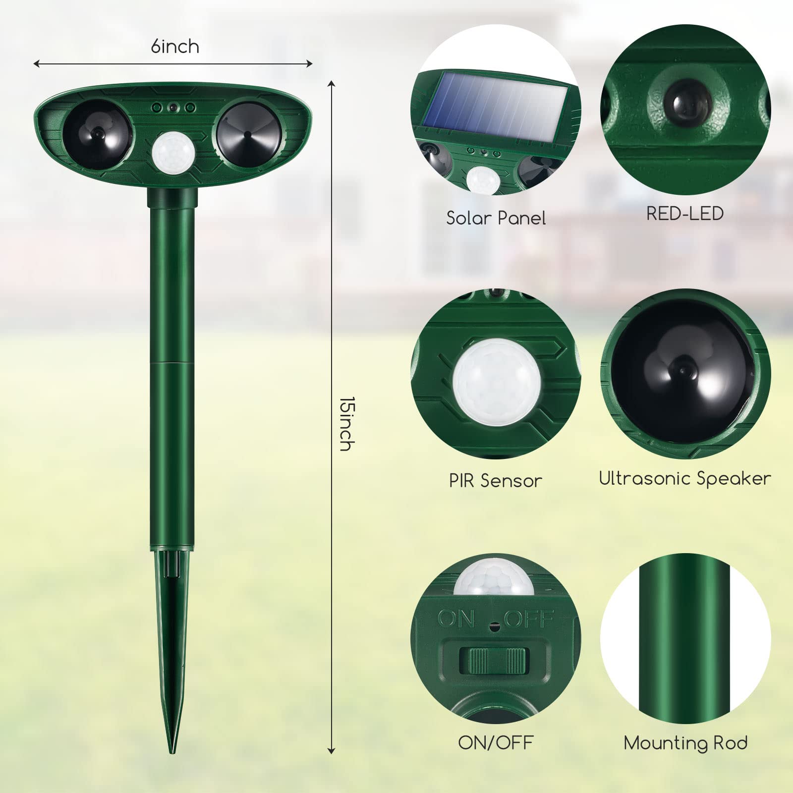 1pc Ultrasonic Animal Repellant Cat Dog Repellant Solar Powered Rechargeable Garden Waterproof Animal Deterrent For Farm Yard