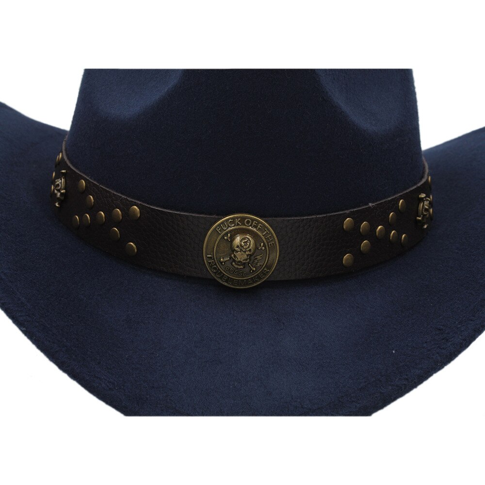 Sombrero de vaquero occidental para Hombre, Sombrero de lana tipo Chapeu, estilo Steampunk, para invierno y otoño, tamaño 56-58cm