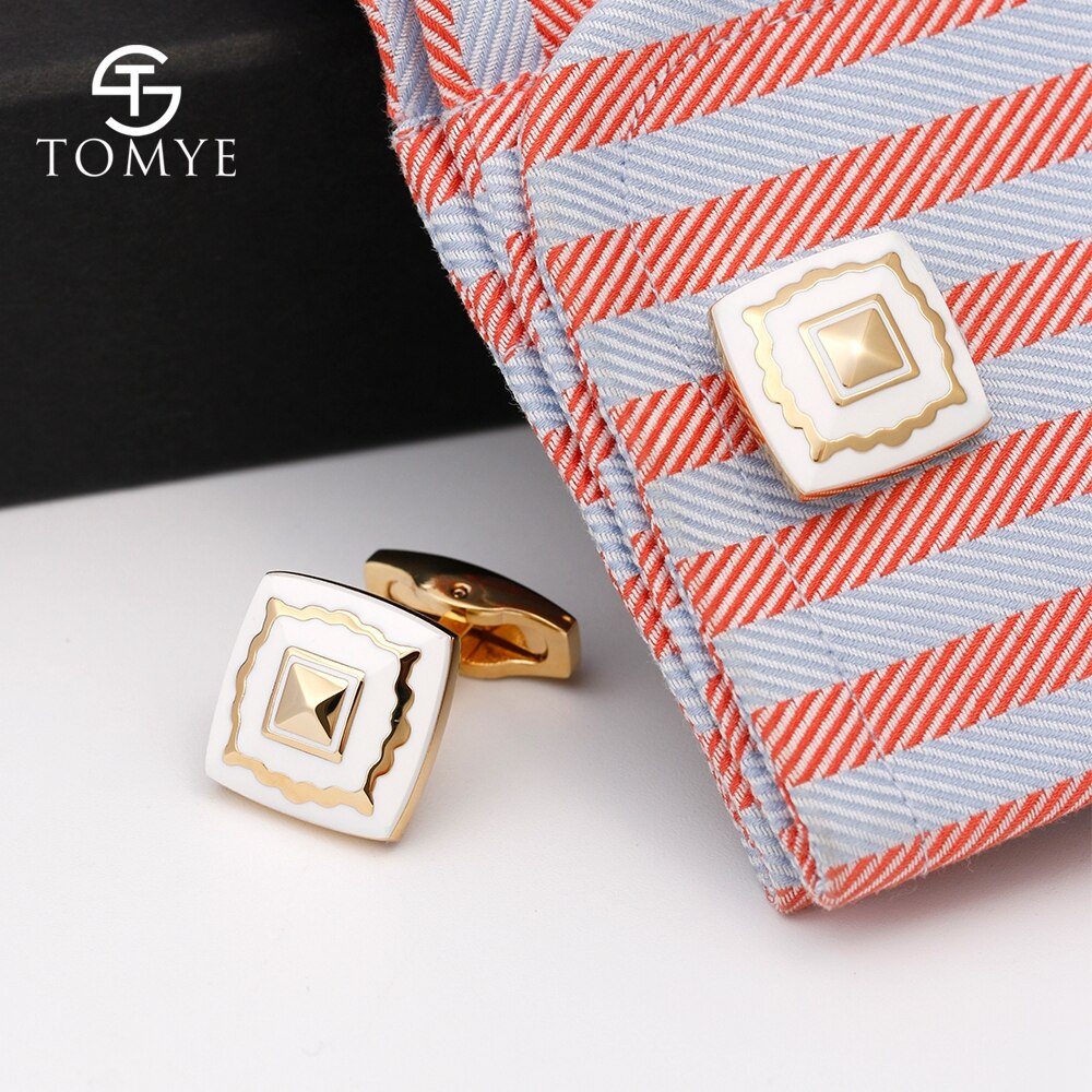 TOMYE Novelty Gold Cufflinks Square Copper Shirt Cufflinks For Mens XK18S380