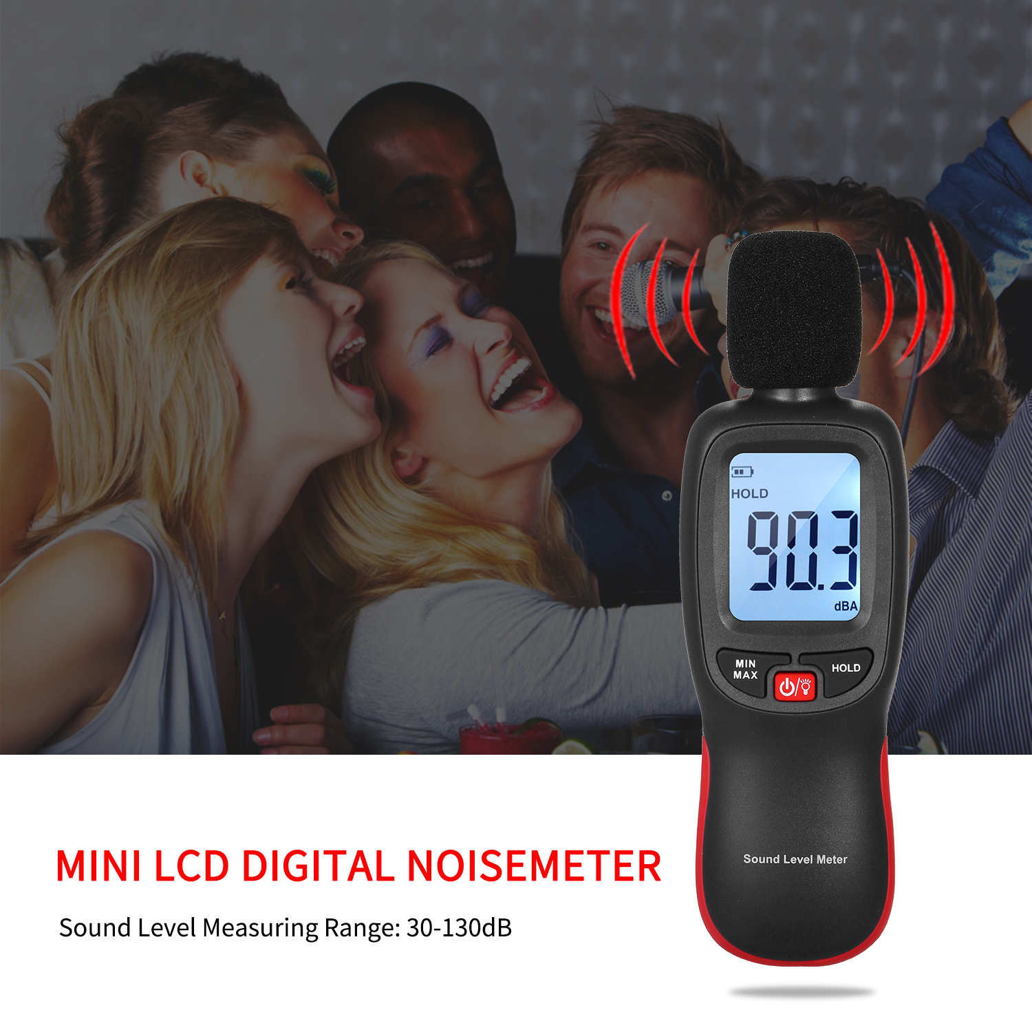 Mini LCD Digital Noisemeter Sound Level Meter 30-1... – Grandado