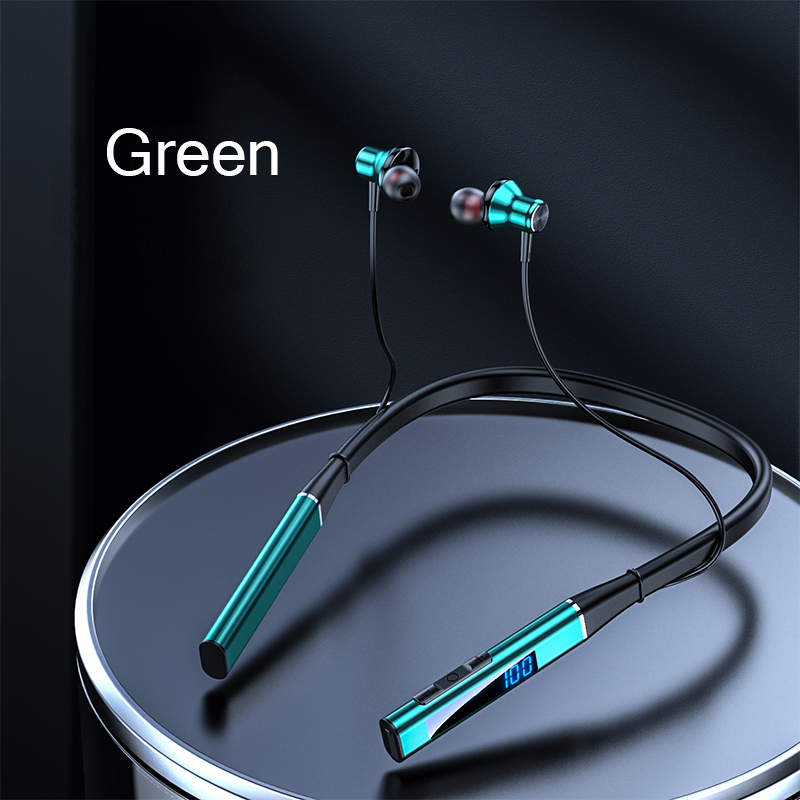 100 Uur Afspelen Draadloze Hoofdtelefoon Bluetooth 5.1 Koptelefoon Magnetische Nekband Sport Waterdichte Oordopjes Voor Apple Xiaomi Huawei: green