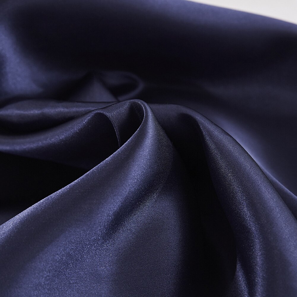 Funda de almohada de satén de poliéster suave, cubierta protectora de tela de color sólido, luz Invisible, decoración del hogar: Azul marino