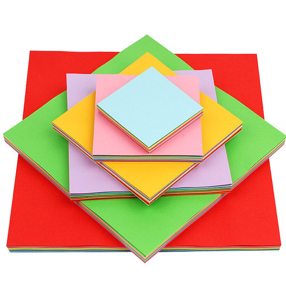 100 stk håndlaget origami papir for barn gjør-det-selv 10 farger brettepapir doble sider håndverk utklippsbok kort flerfarget firkantet papir