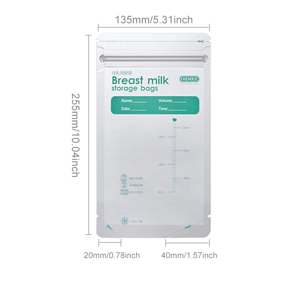 Bolsa de almacenamiento de leche materna, bolsas de almacenamiento para lactancia materna a prueba de fugas, 200ML / 30 Uds.