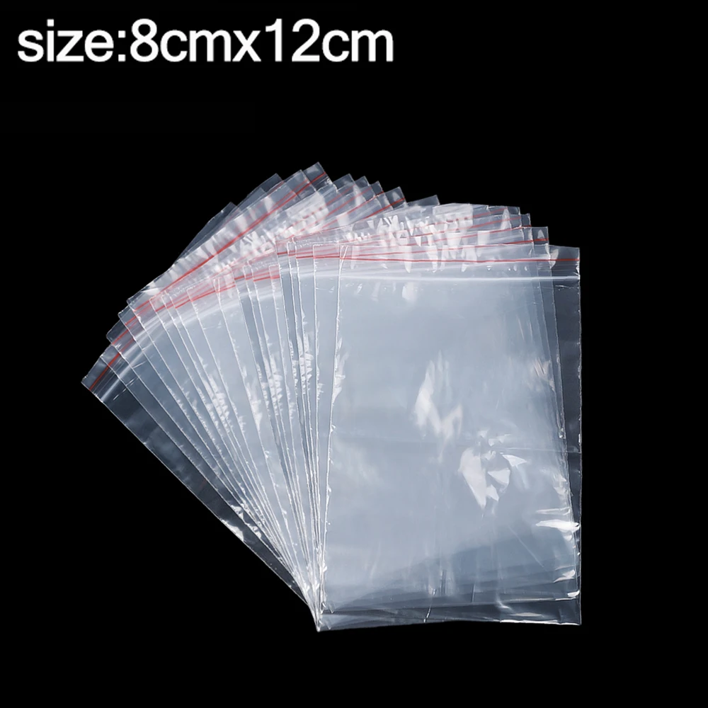 200/100Pcs Multi-Size Object Storage Bag Food Sealing Bag Resealable Transparent Plastic Bag Reclosable Vacuum Fresh Organizer: XL / DARK GRAY