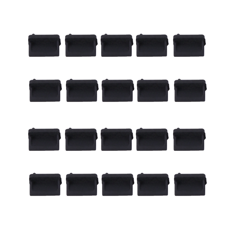 20 stück silikon-usb-anschlussstopfen, staubdichte schutzkappen, schwarz: Default Title