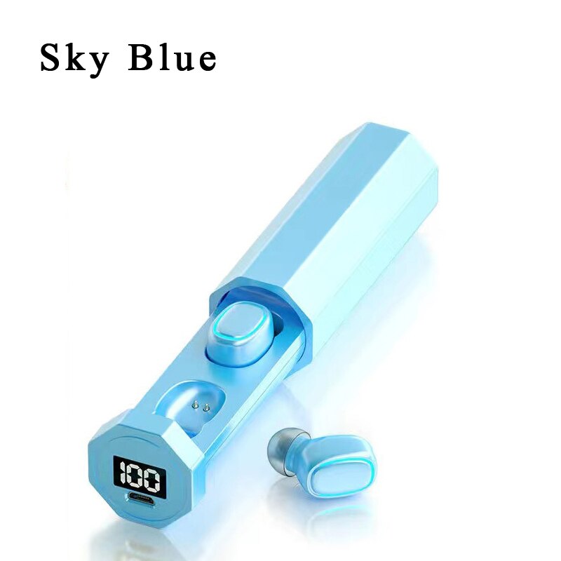 Bluetooth Earphone Auriculares Earbuds In Ear Phones Buds Tws Cuffie Fone Ecouteur Hifi With Microphone Wireless Earphones: Blue