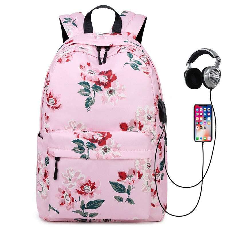 Tieners School Rugzak Set Meisjes Vrouwen Schooltassen Lichtgewicht Waterdichte Nylon Reizen Bloemen Kids Bookbags Casual Dagrugzak: S968 pink 1 piece