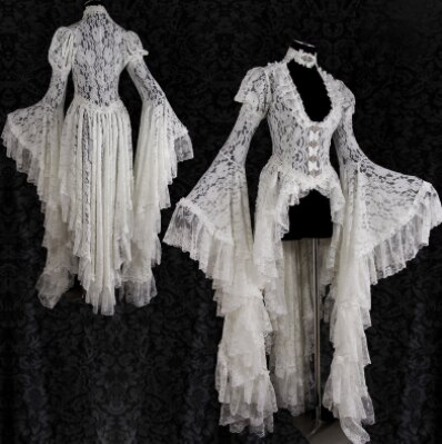 Kawaii meisje gothic loli middeleeuwse hofjurk zoete lolita jurk vintage flare mouwen kant patchwork zwaluwstaart victoriaanse jurk