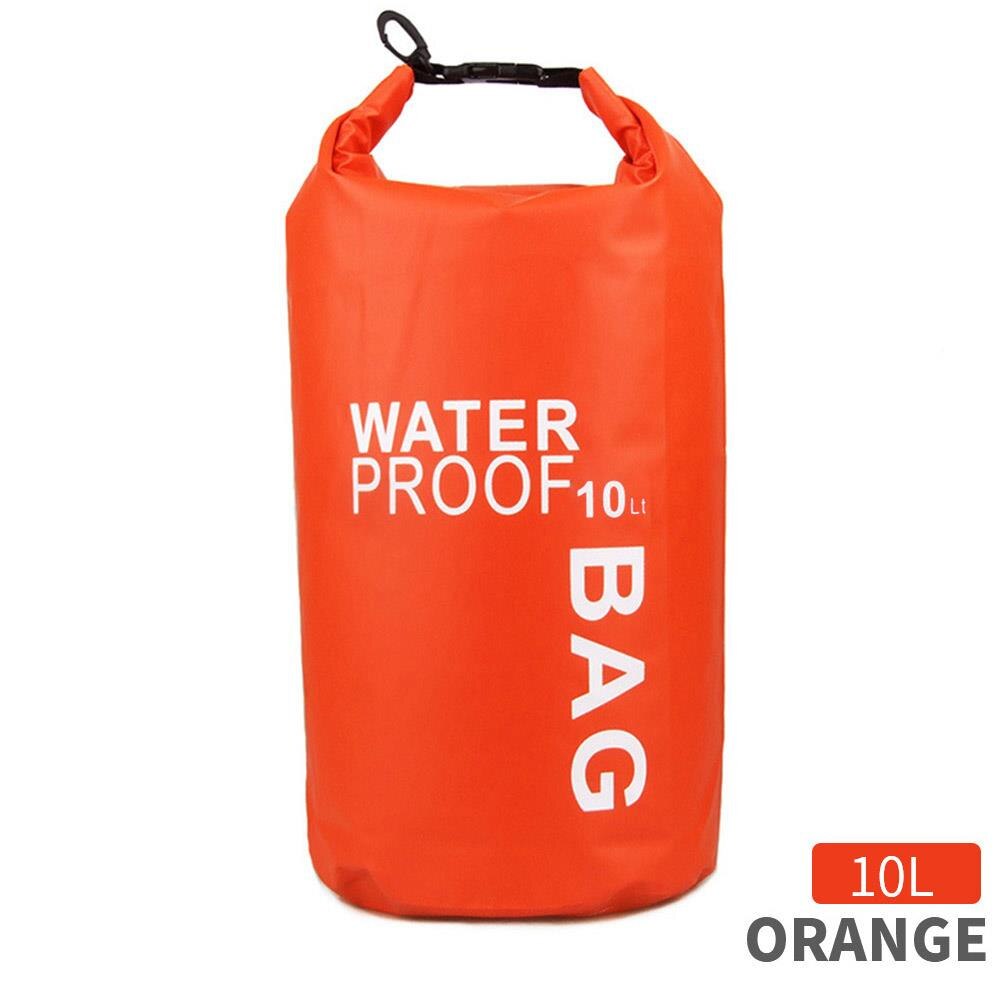 Slidstærk vandtæt tørpose drivpose 3 farve sport svømning udstyr udendørs svømmetasker praktisk 250 dpvc klip klud: Orange / 10l