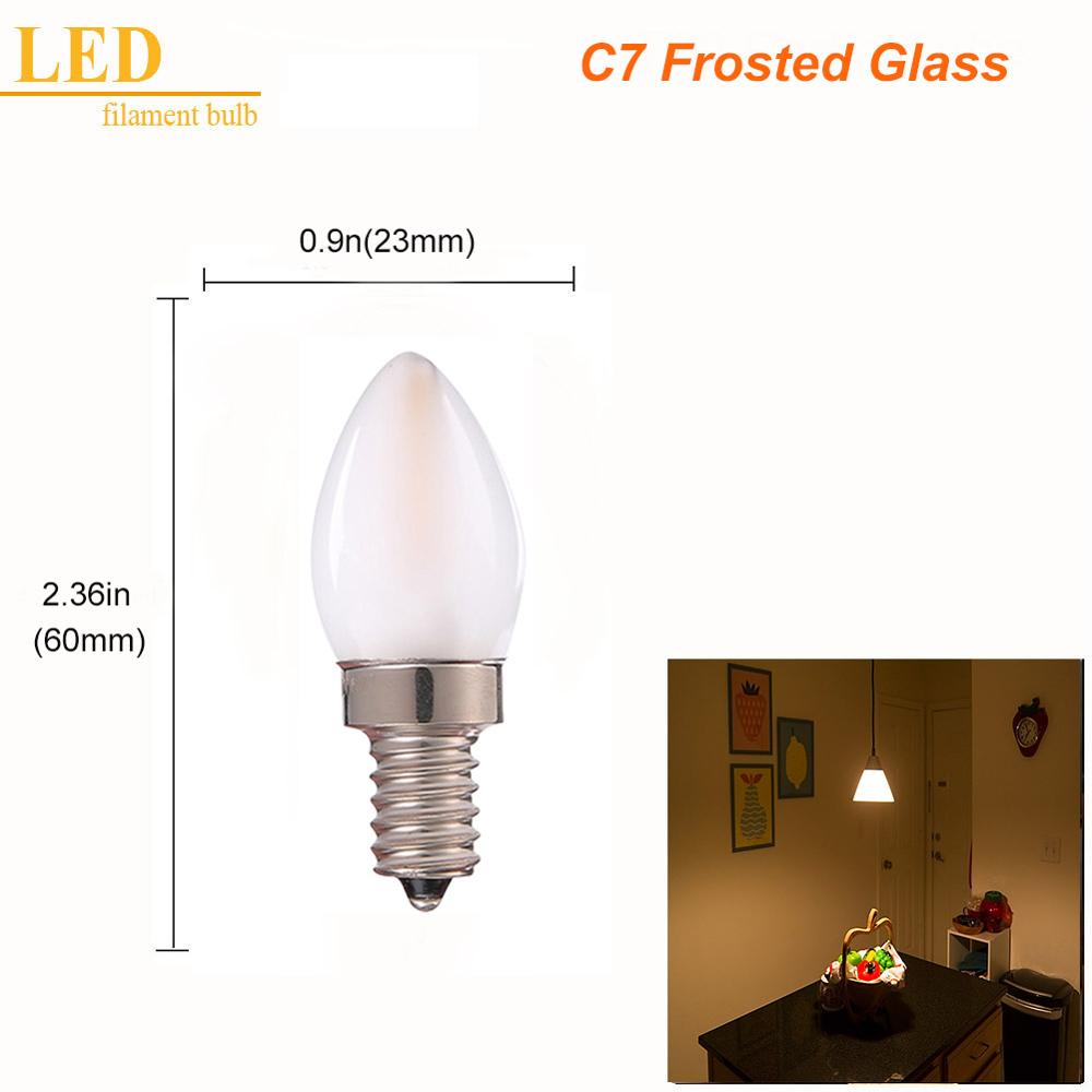 Grensk  t20 led glødetrådspære  g9 led 1w 2w e12 e14 110v 220v varm 2200k varm hvid 2700k dæmpbare lysekrone led vintage lys: C70.5w 2700k frostet / E12 110-130v