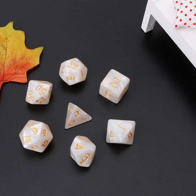 7 pçs números de ouro dados poliédricos para dragão pathfinder d20 d12 2xd10 d8 d6 d4