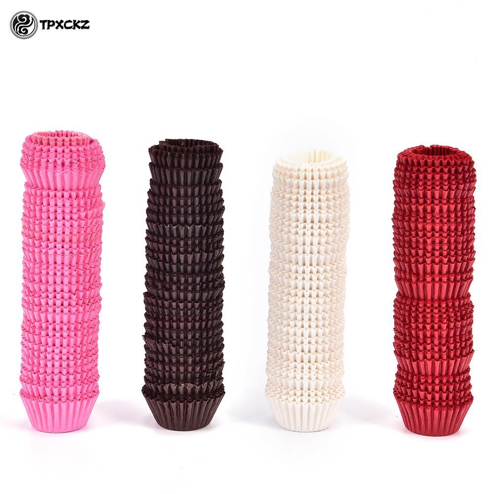 500 stk mini størrelse chokalade papir liners bage muffin kage papir kopper kage forme cupcake tilfælde ensfarvet fest bakke kageform