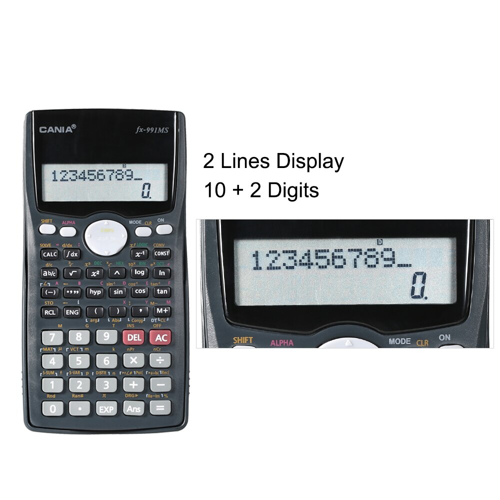 Scientific Calculator Counter 401 Functions Matrix Dot Vector Equation Calculate Solar and Battery Dual Powered 2 Line Display