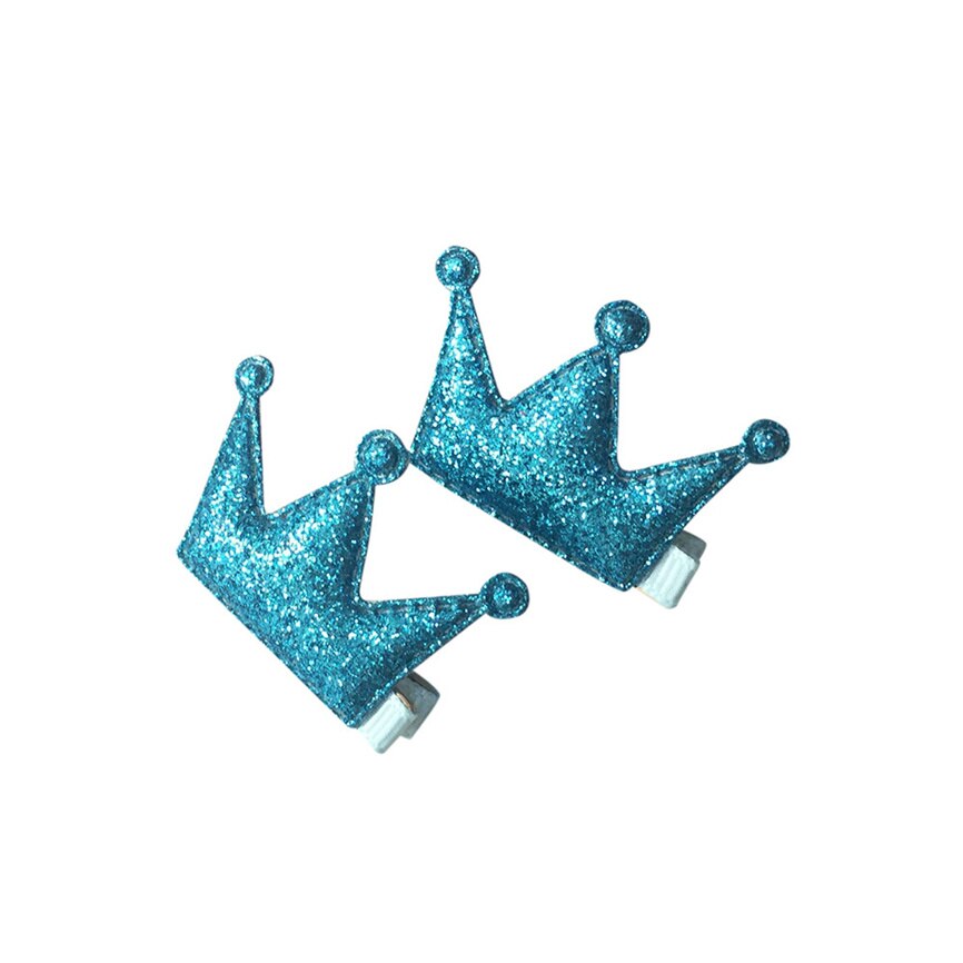 2 pcs bebê clipes de cabelo conjunto presente meninas festa lantejoulas brilhando princesa clipes de cabelo pequena coroa delicada couro estilo de cabelo fivela