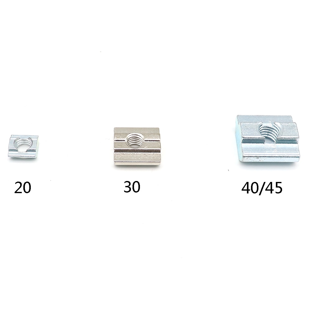 10pcs M3 M4 M5 M6 Nickel Plated T nut Flat Head Fasten Nut for Aluminum Extrusion Profile /3030 series