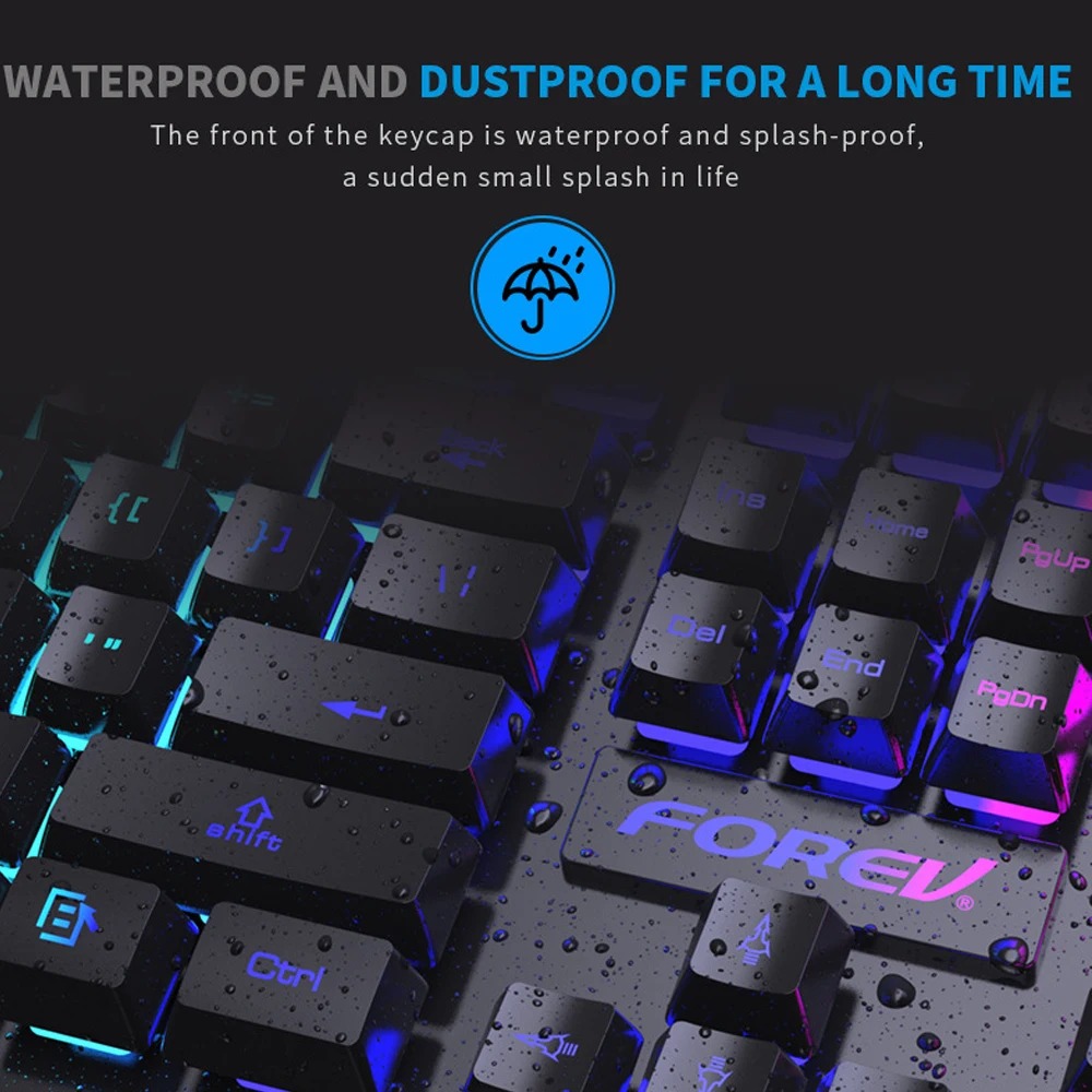 104-toetsen mechanisch toetsenbord met achtergrondverlichting Bedraad gamingtoetsenbord Waterdicht Lichtgevend toetsenbord en muisset voor gamer PC Laptop Kantoor