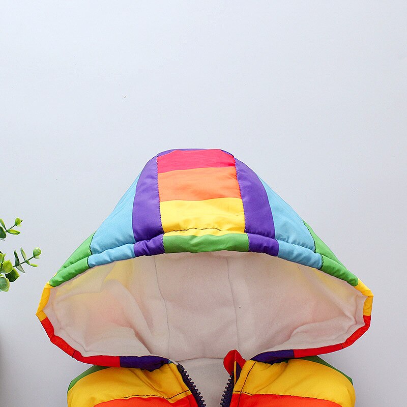 Autunno Ragazzo Giacca Gilet Abbigliamento per Bambini Arcobaleno A Righe di Modo Dei Bambini Vestiti Della Ragazza con Cappuccio Gilet casuale Ragazzi bambino Outwear