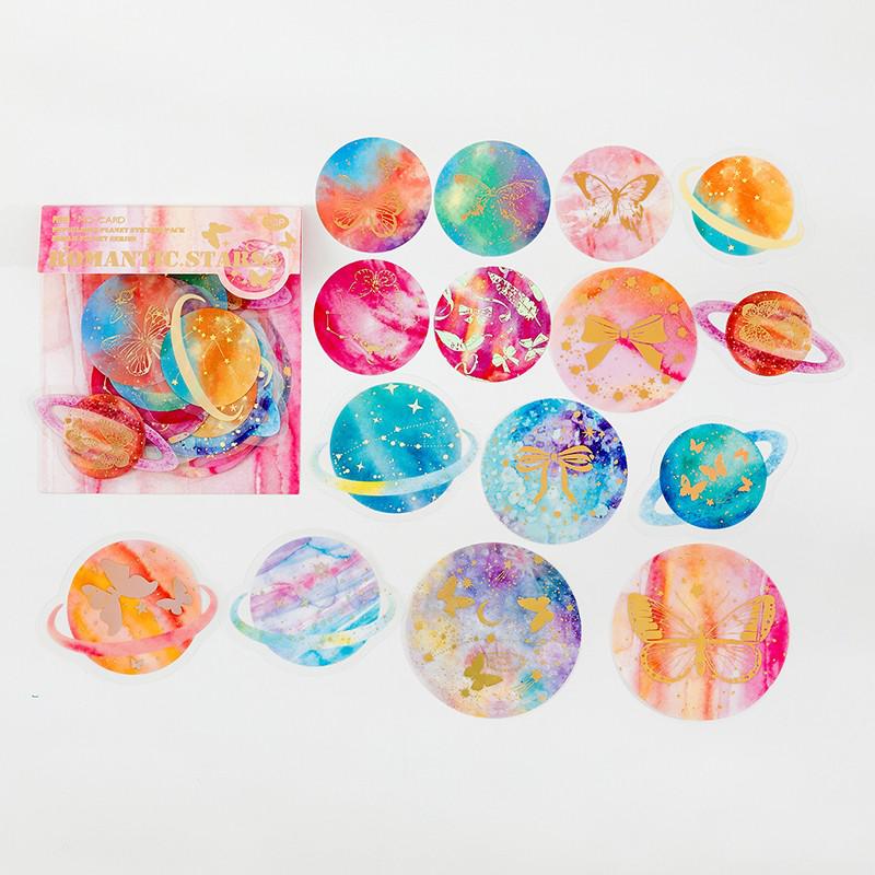 30Pcs Gekleurde Astronomie Stickers Universe Washi Stickers Van Ruimte Galaxy Planeten Esthetische Decoratie Voor Album Laptop Plakboek: B