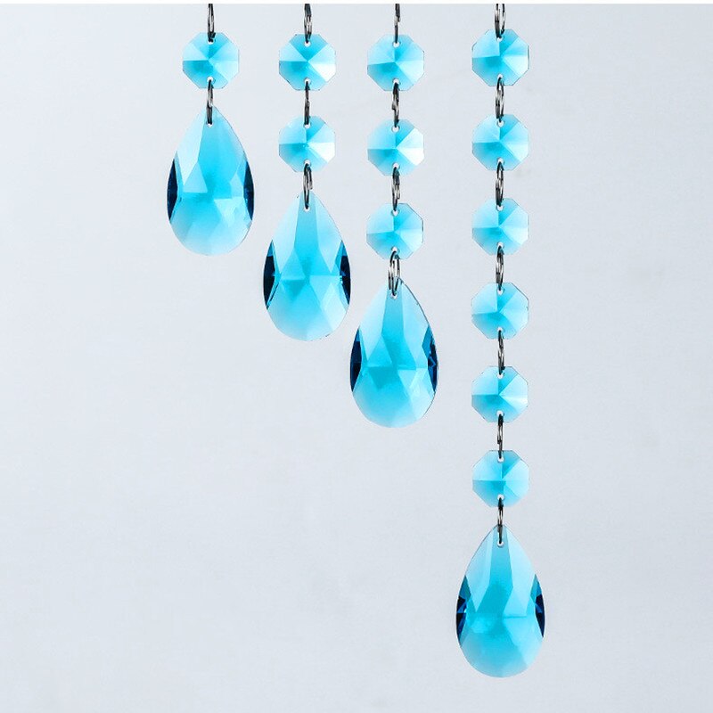 oben 2 satz/los Mehrfarbig Kristall Achteck Perlen + Engel tränen Facettierte Kristall Glas Kronleuchter Kristall Glas Suncatcher