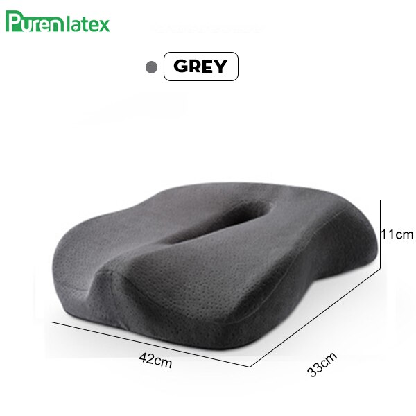 Purenlatex pute på stol ortopedisk pute coccyx pute bilsete forhindre hemoroider behandle minneskum sakte returtrykk: Grå
