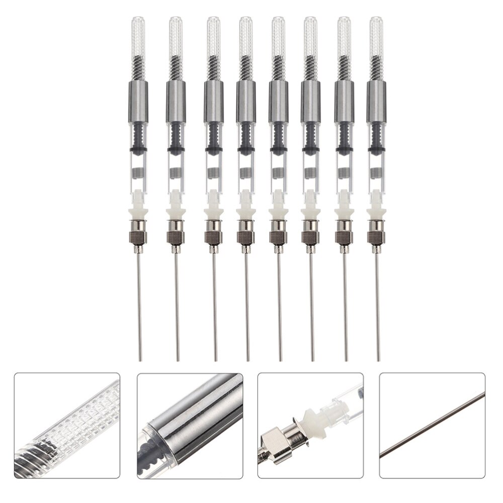 8 Stuks Universele Vulpen Inkt Absorptie Inkt Spuit Gereedschap Pen Inkt Schokdempers: Silver