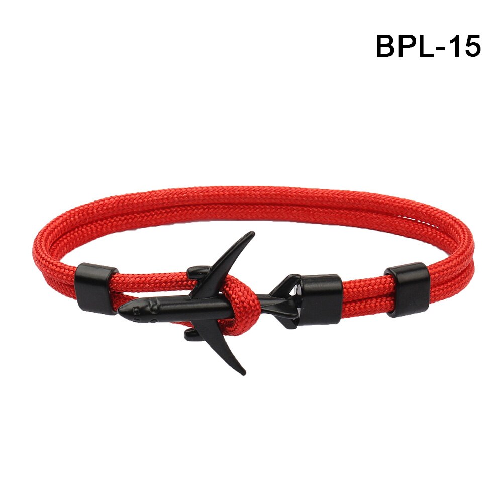 Airplane Anchor Bracelet Men Polyester Wrist Rope Bracelet Sport Jewelry BMF88: bpl-15