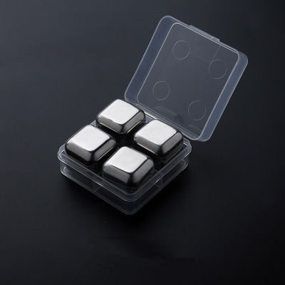 Isbitar i rostfritt stål, återanvändbara kylningsstenar för whiskyvin, håll din dryck kall längre, sgs testpass: 4 kapslar